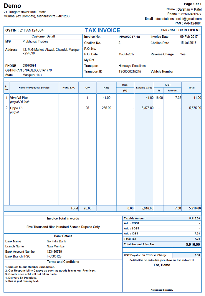 creating invoices in method