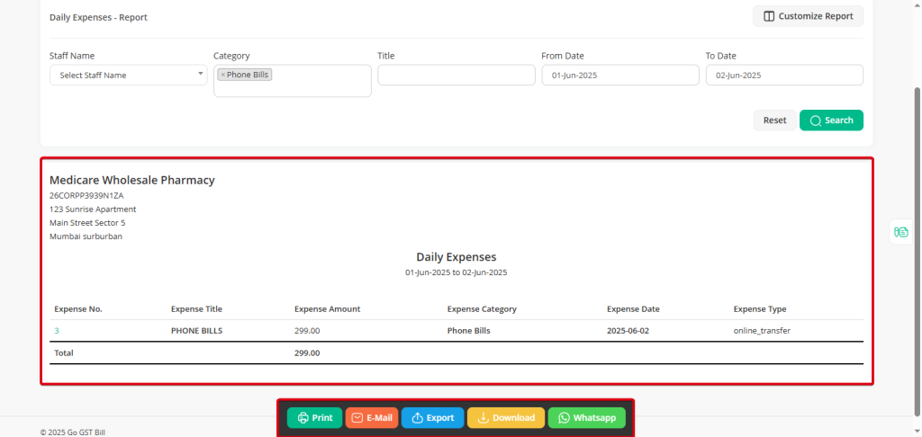 How to create Daily Expense Report - 100% Free GST Billing Software For ...