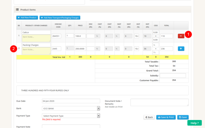 How to add transport/packing charges in invoice - 100% Free GST Billing ...