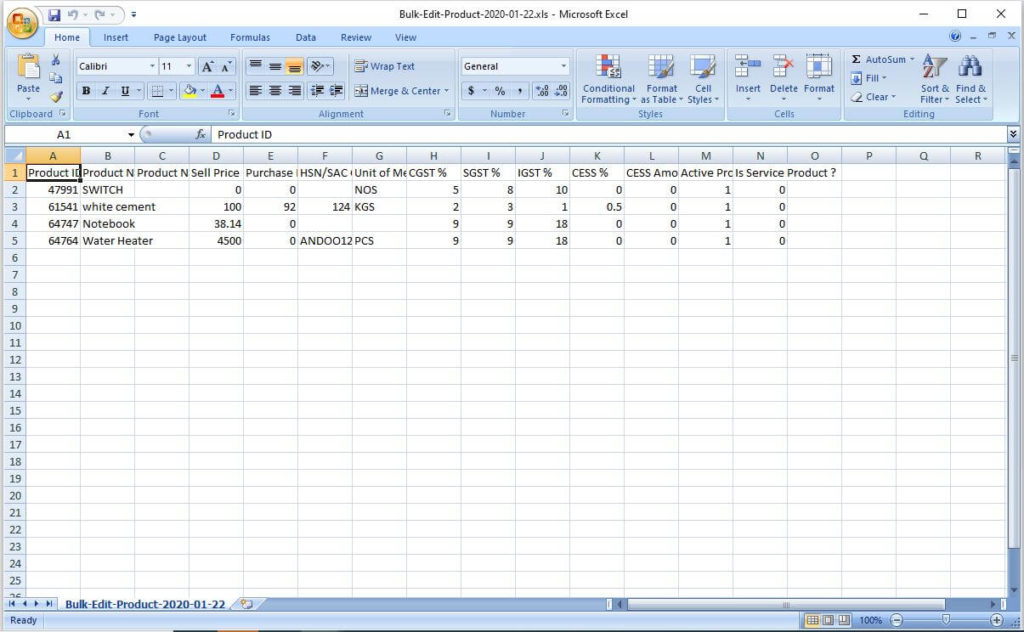 How to Bulk edit Products - 100% Free GST Billing Software For Every ...