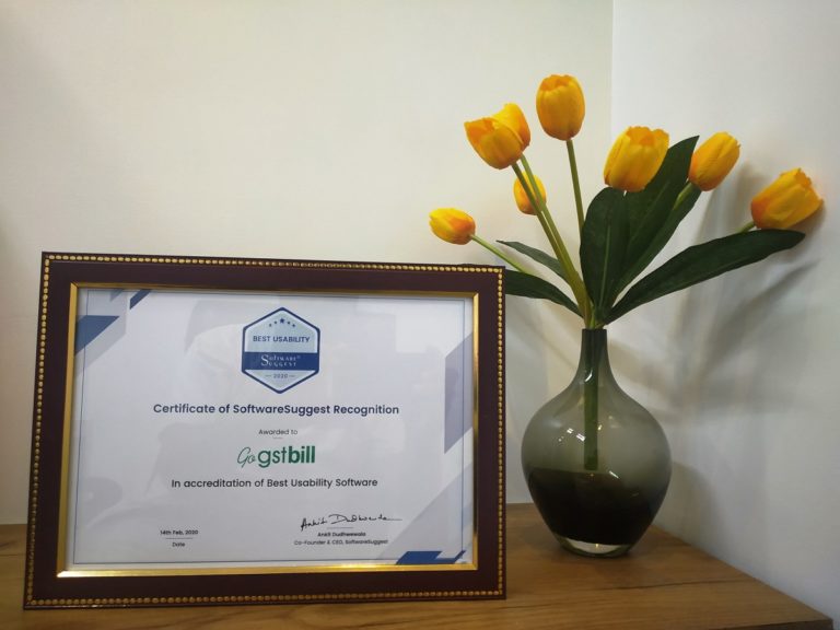 GoGSTBill Wins “Best Usability” Award By SoftwareSuggest