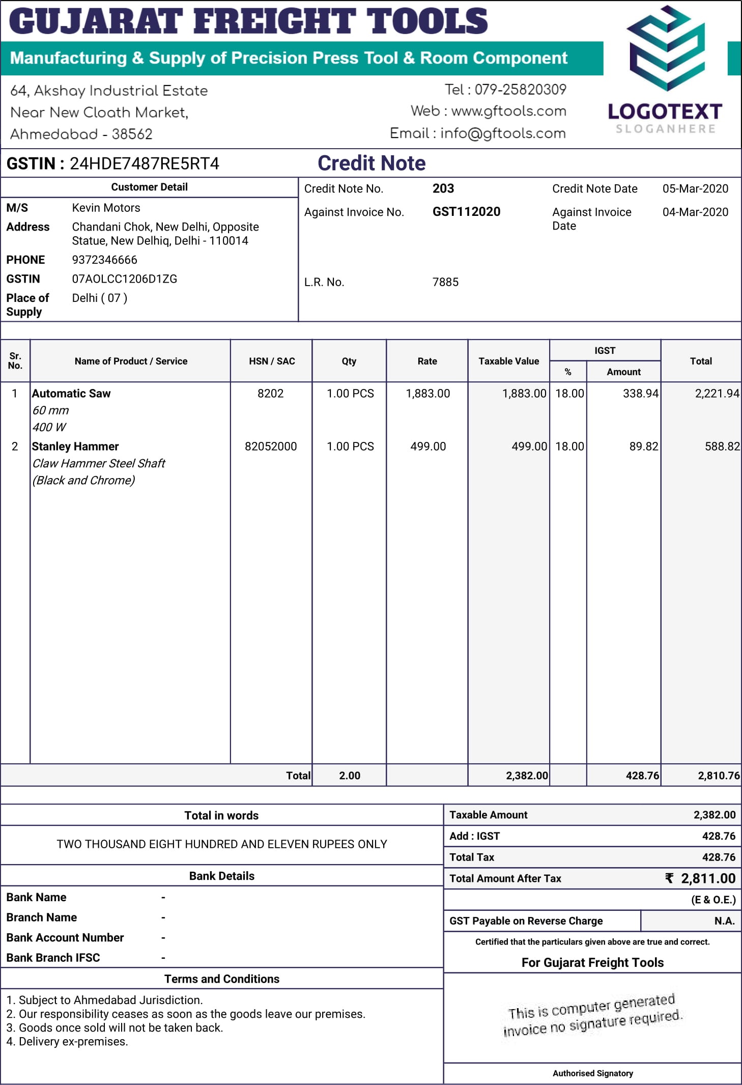 Gst Bill Example