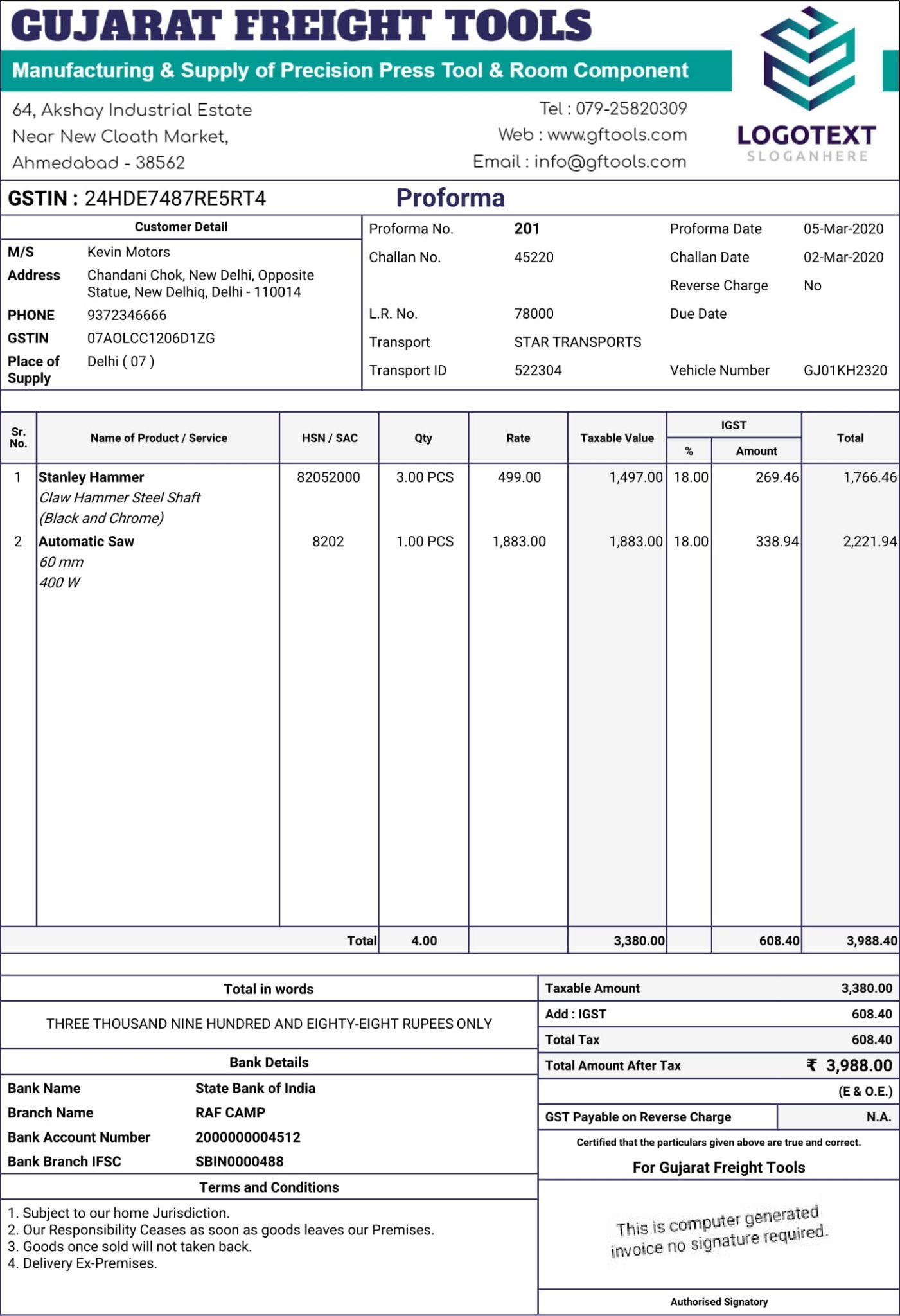 GST Proforma Invoice Format In India 100 Free GST Billing Software