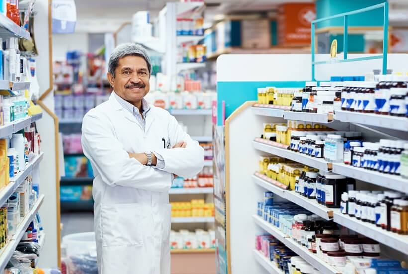 Indian pharmacy with medicines showcasing efficient billing solutions