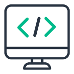 Computer screen with code icon representing Full Stack Developer job